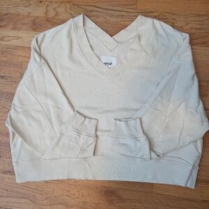 aerie Cream V-Neck Boxy Pullover Sweater. Like New!!! # 101